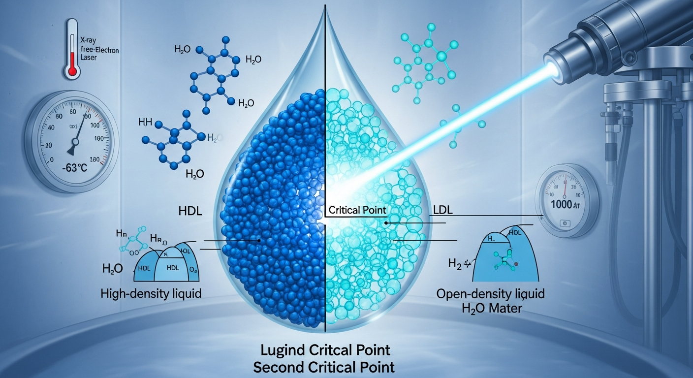 AI Generated Image - Two liquid phases of supercooled water meeting at the second critical point