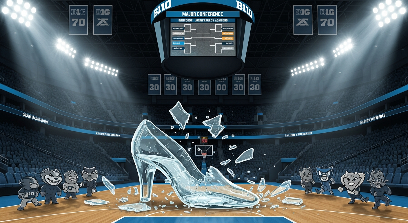 AI 생성 이미지 - 2026 March Madness Big Ten 6팀 Sweet 16 독점과 깨진 신데렐라 유리구두