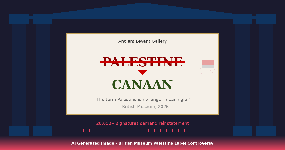 AI Generated Image - British Museum Palestine Label Controversy Infographic