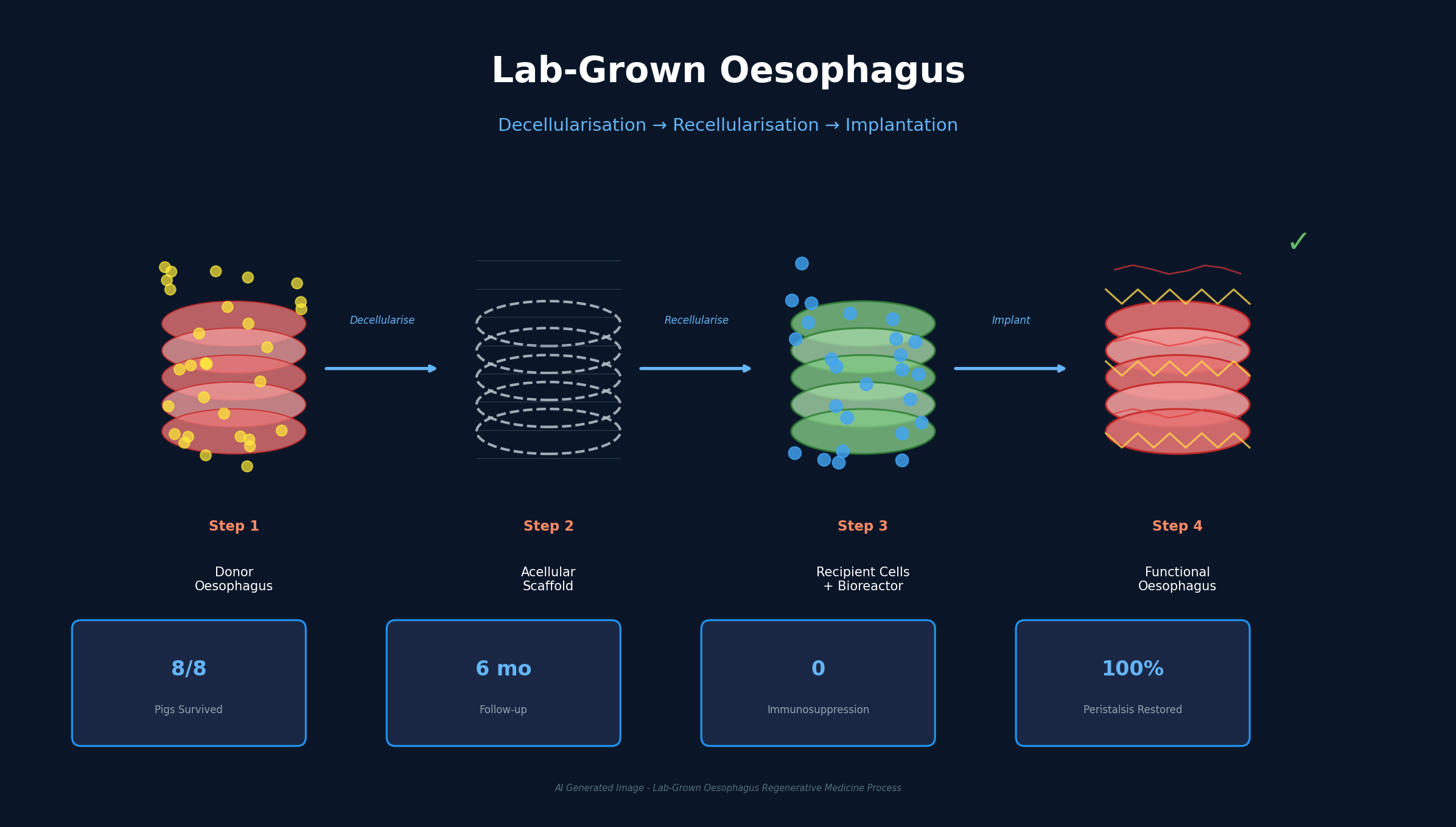 AI Generated Image - Lab-grown oesophagus decellularisation-recellularisation process infographic