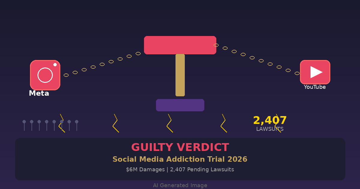 AI Generated Image - Meta YouTube Social Media Addiction Trial Guilty Verdict Infographic